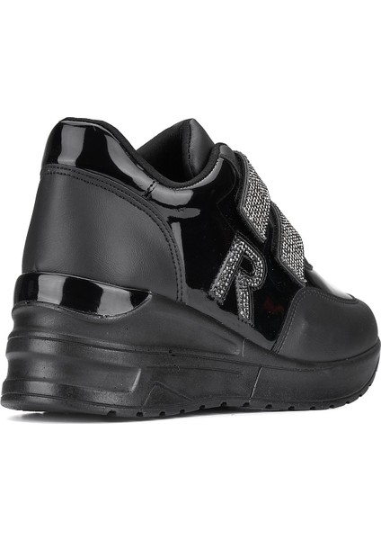 Günlük Kadın Sneaker Spor Ayakkabı Rugan Yüksek Topuklu Cırtlı Taşlı Rahat Hafif 904 modelleri