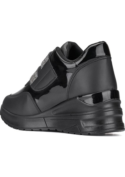 Günlük Kadın Sneaker Spor Ayakkabı Rugan Yüksek Topuklu Cırtlı Taşlı Rahat Hafif 904 fırsatları