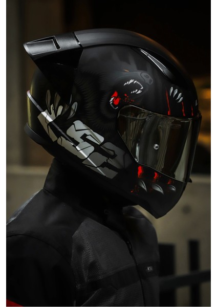 Rapıd 2 Race Clawn Mat Siyah-Gri-Kırmızı Kask - Gümüş Vizör