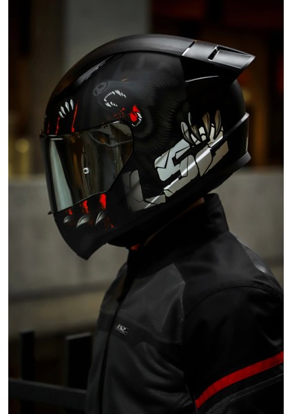 Rapıd 2 Race Clawn Mat Siyah-Gri-Kırmızı Kask - Gümüş Vizör indirimleri