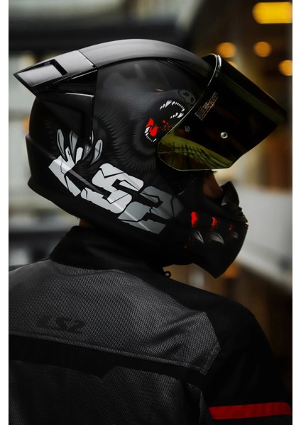 Rapıd 2 Race Clawn Mat Siyah-Gri-Kırmızı Kask - Gold Vizör fırsatları