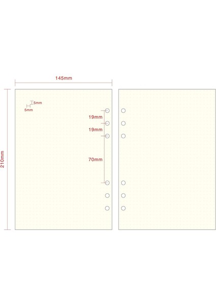 1 A5 6 Delikli Gevşek Yapraklı Kitap Iç Çekirdeği-A5 Nokta Vuruşlu (Yurt Dışından)