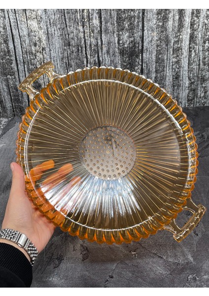 Mika Kristal Kulplu Sunum Tepsisi Organizer Düzenleyici Tepsi 36*30CM