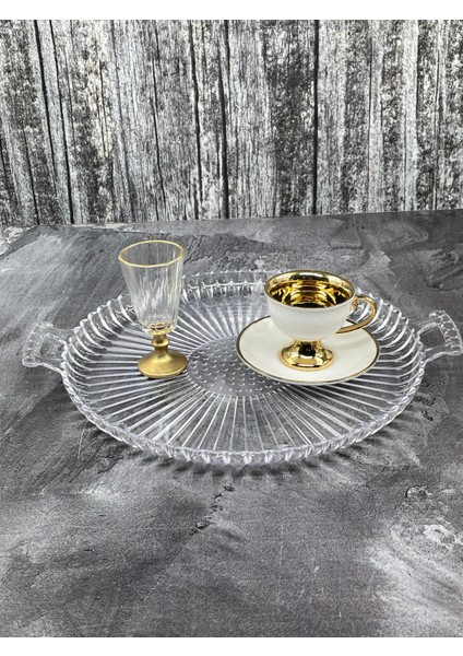 Mika Kristal Kulplu Sunum Tepsisi Organizer Düzenleyici Tepsi 36*30CM