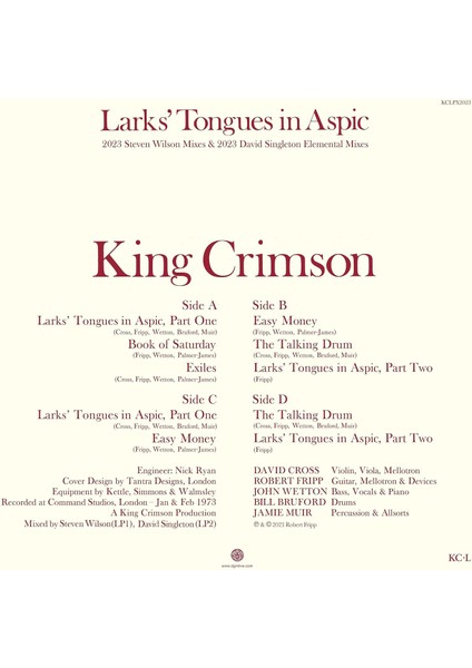 King Crimson - Larks' Tongues In Aspic - 2LP (50th Anniversary) - Plak