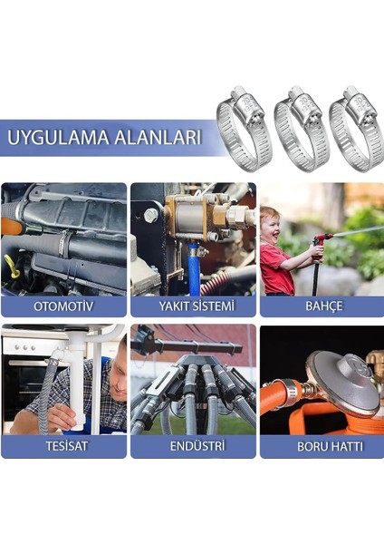 Ayarlanabilir Çelik Hortum Kelepçesi 16X25MM - Hortum Bağlantı Aparatları 100 Adetlik Paket