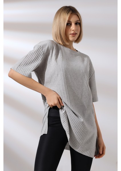 Oversize Yırtmaçlı Raporlu Tunik T-Shirt 21493 Grimelanj fiyatları