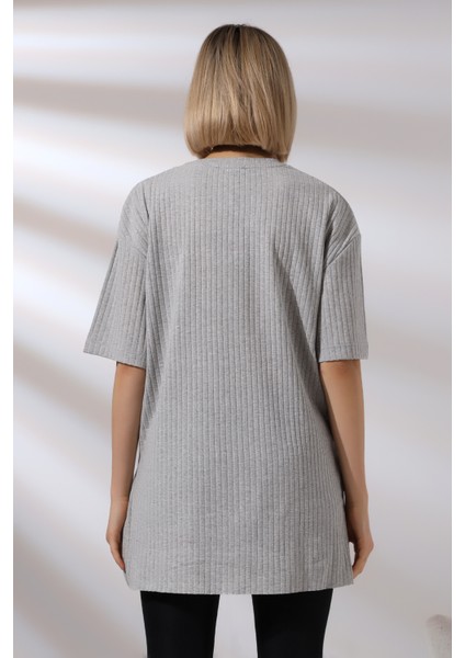 Oversize Yırtmaçlı Raporlu Tunik T-Shirt 21493 Grimelanj fırsatları