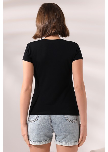 Bisiklet Yaka Kısa Kol Basic T-Shirt 21060 Siyah fırsatları