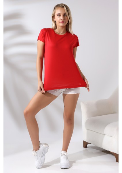 Salaş Bisiklet Yaka T-Shirt 21256 Kırmızı