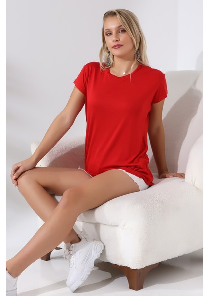Salaş Bisiklet Yaka T-Shirt 21256 Kırmızı modelleri