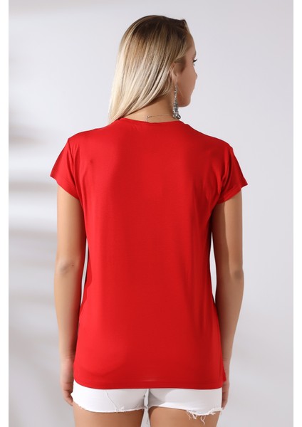 Salaş Bisiklet Yaka T-Shirt 21256 Kırmızı fırsatları