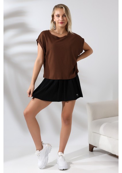 Bürümcük Kumaş Salaş T-Shirt 21125 Kahve