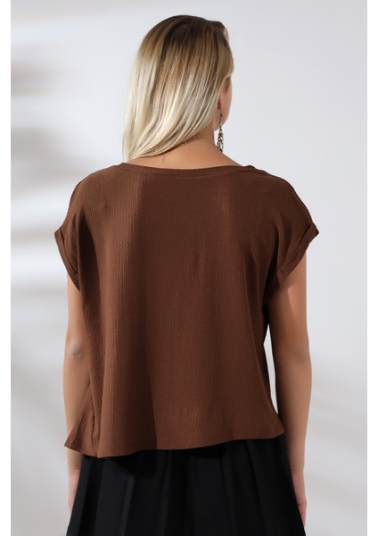 Bürümcük Kumaş Salaş T-Shirt 21125 Kahve fırsatları