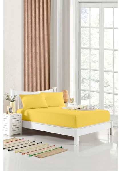 90X200 Tek Kişilik Lastikli Çarşaf (Nevresim Kumaşı) Pamuk-Polyester Sarı