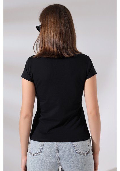 Pis Bisiklet Yaka Kısa Kol Cepli Basic T-Shirt 21066 Siyah