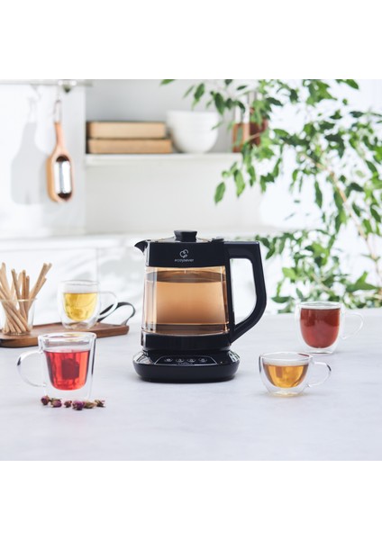 Çaysever 3 in 1 Konuşan Renkli Camlı Çay Makinesi Graphite