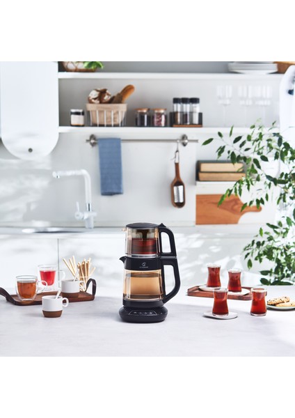 Çaysever 3 in 1 Konuşan Renkli Camlı Çay Makinesi Graphite