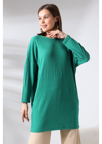 Bürümcük Kumaş Salaş Tunik 21124 Benetton Yeşili