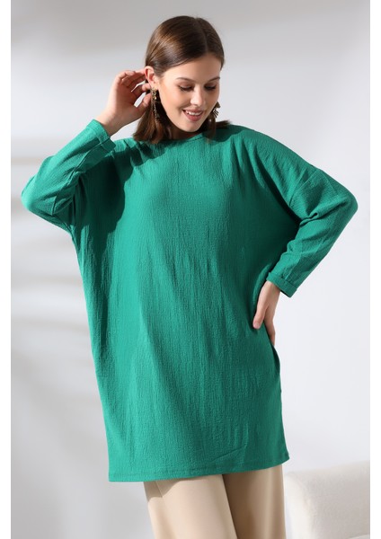 Bürümcük Kumaş Salaş Tunik 21124 Benetton Yeşili