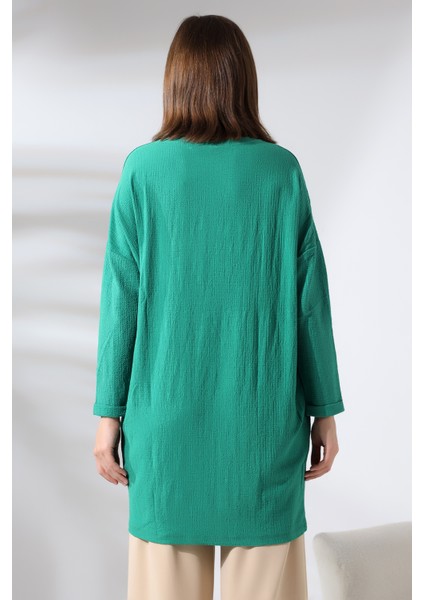 Bürümcük Kumaş Salaş Tunik 21124 Benetton Yeşili