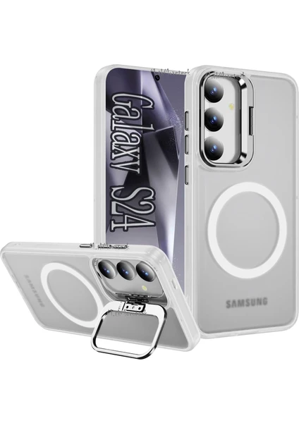 M.tk moveteck Samsung Galaxy S24 Kılıf Mat Krom + Kendi Renginde Lens Camı 2'li Set