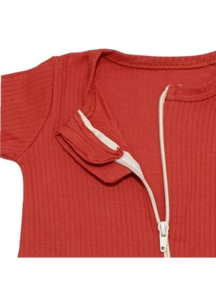 Baby Cool 24214bc Bebek Fermuarlı Patikli Şapkalı Kiremit Tulum