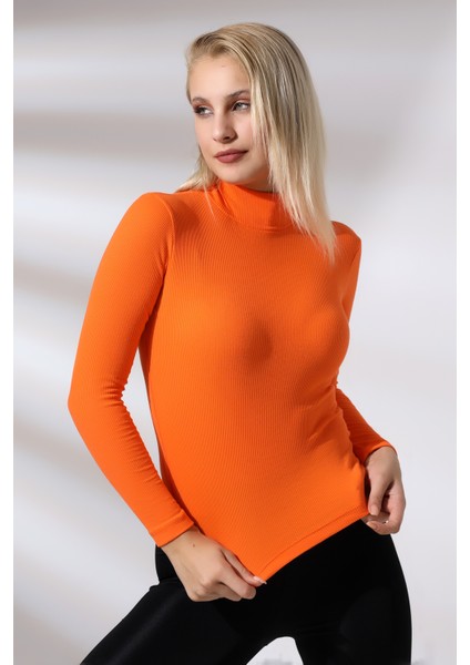 Yarım Balıkçı Yaka Uzun Kol Kaşkorse Bluz 20535 Oranj fiyatları