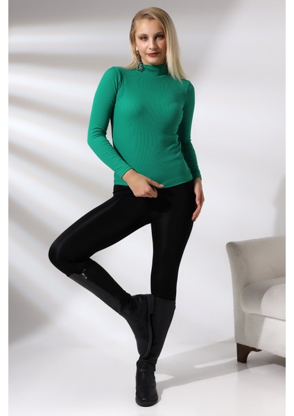 Yarım Balıkçı Yaka Uzun Kol Kaşkorse Bluz 20535 Benetton Yeşili