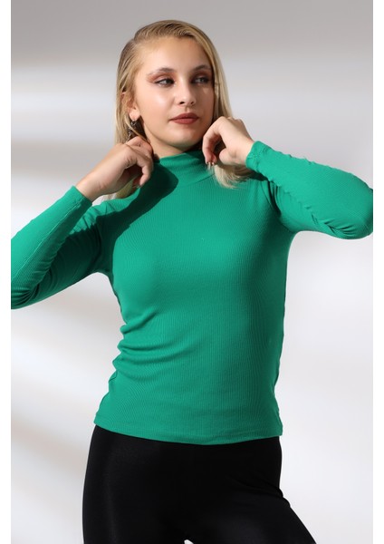Yarım Balıkçı Yaka Uzun Kol Kaşkorse Bluz 20535 Benetton Yeşili
