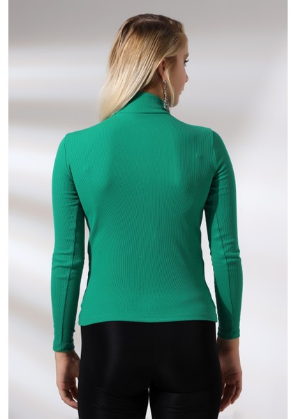 Yarım Balıkçı Yaka Uzun Kol Kaşkorse Bluz 20535 Benetton Yeşili