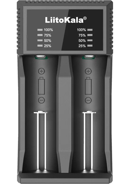 Liitokala Lıı-C2 2 Li Pil Şarj Cihazı Aleti 26700 26650 21700 18650 18350 20650 14500 Aa Aaa Modellere Uyumlu