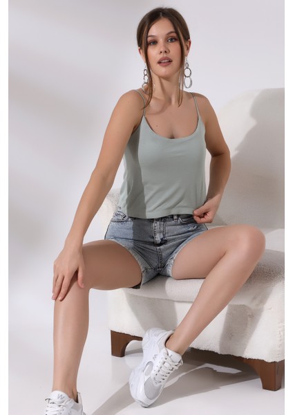 Lastik Askılı Kısa Atlet 19282 Çağla Yeşil