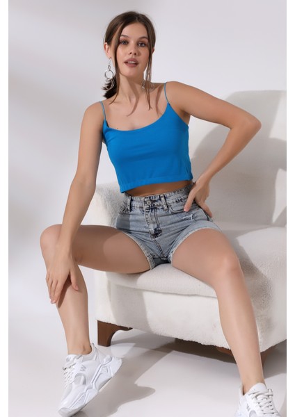 Lastik Askılı Kısa Atlet 19282 Saks