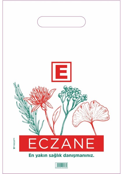 Yilmazambalaj Eczane Poşeti El Geçme Lotus Baskılı 17 x 27 cm 10 kg 3000 Adet