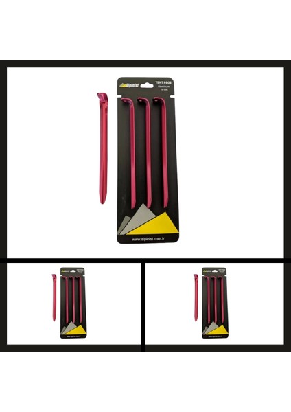 Uyguna-Yakala 16 cm Kırmızı 4 Adet Alpinist Alüminyum 6061 Çadır KAZIĞI-DIR.091