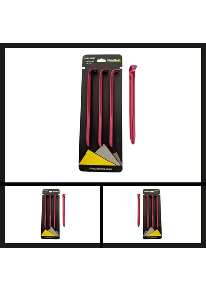 Uyguna-Yakala 16 cm Kırmızı 4 Adet Alpinist Alüminyum 6061 Çadır KAZIĞI-DIR.091