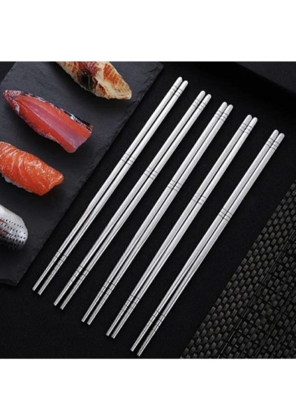 Kore Yemek Çubuğu Paslanmaz Metal Chopstick 10 Çift (20 Adet)