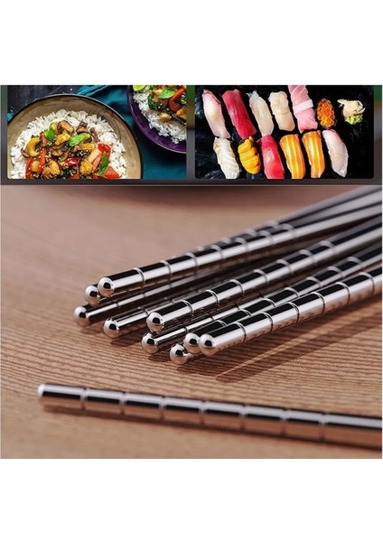 Kore Yemek Çubuğu Paslanmaz Metal Chopstick 10 Çift (20 Adet)