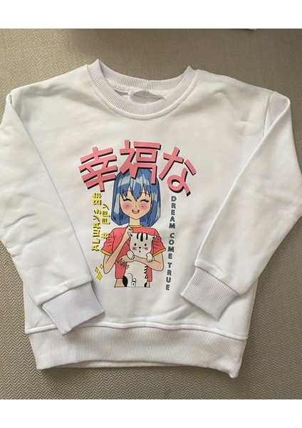 Kız Çocuk Anime Sweatshirt Üst