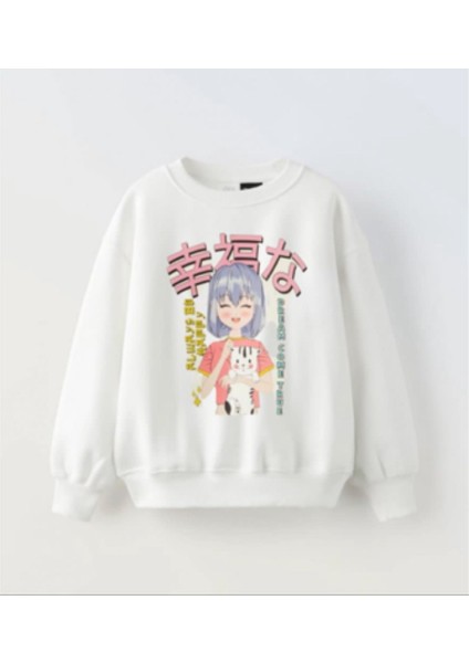 Kız Çocuk Anime Sweatshirt Üst