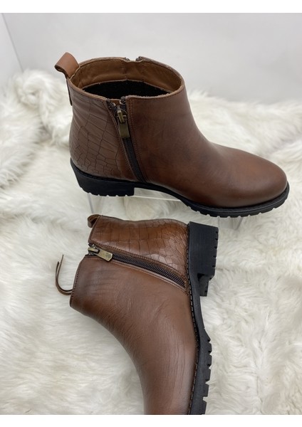 Deri Taba Çift Fermuarlı Püskül Detaylı Bilek Boy Bot (B1A) - Taba - 38 - St00942-Taba-38 modelleri