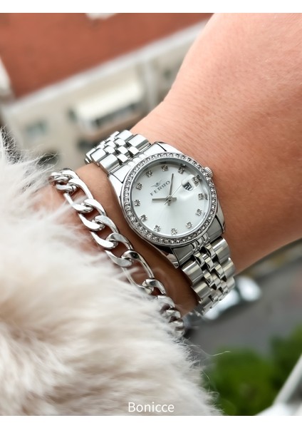 Marka Yeni Sezon Gümüş Renk , Çelik Kordon, Kadın Kol Saati+Bileklik