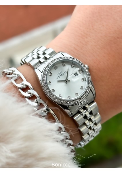 Marka Yeni Sezon Gümüş Renk , Çelik Kordon, Kadın Kol Saati+Bileklik modelleri