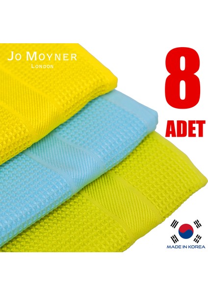 8'li Mikrofiber Temizlik Bezi Sihirli Bez Su Emici Leke Tutmaz Cam Mutfak Banyo Oto 40X60 cm Made In Korea JM-350