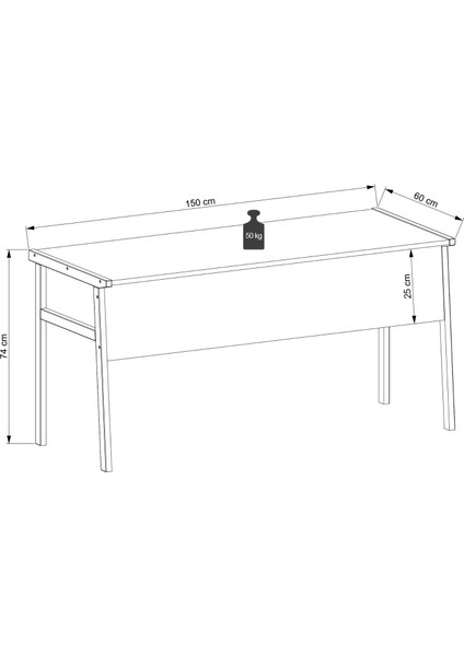 Zenith Çalışma Masası 150cm Beyaz Meşe