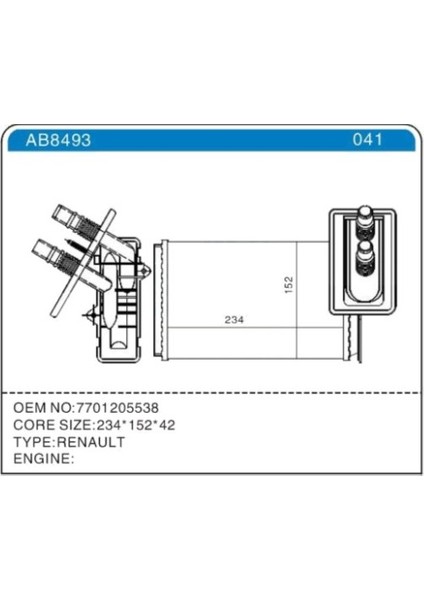 Kalorifer Radyatörü Kangoo 1.4. 1.5 Dcı. 1.9 D Tum Mod. 1998-08 7701205538