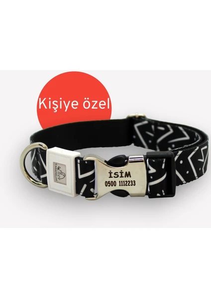 Isimli  Kişiye Özel Orta ve Büyük Irk Ayarlanabilir Köpek Boyun Tasması 2,5 cm