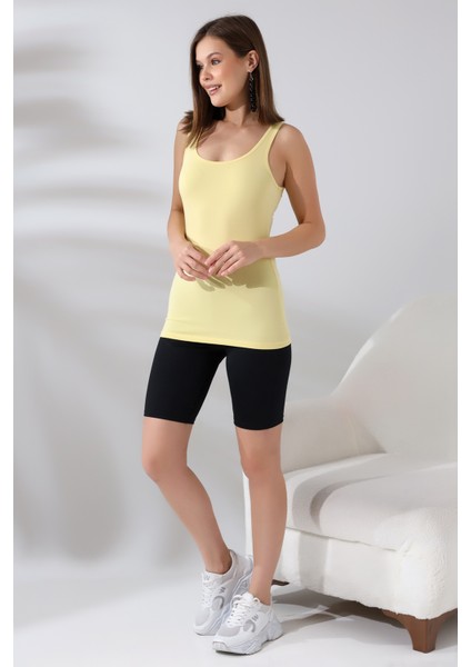 Kadın Basic Pamuklu Esnek Atlet 19057 Açık Sarı fiyatları