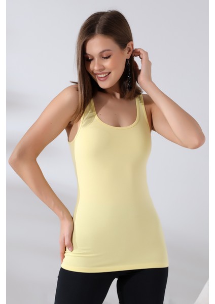 Kadın Basic Pamuklu Esnek Atlet 19057 Açık Sarı modelleri